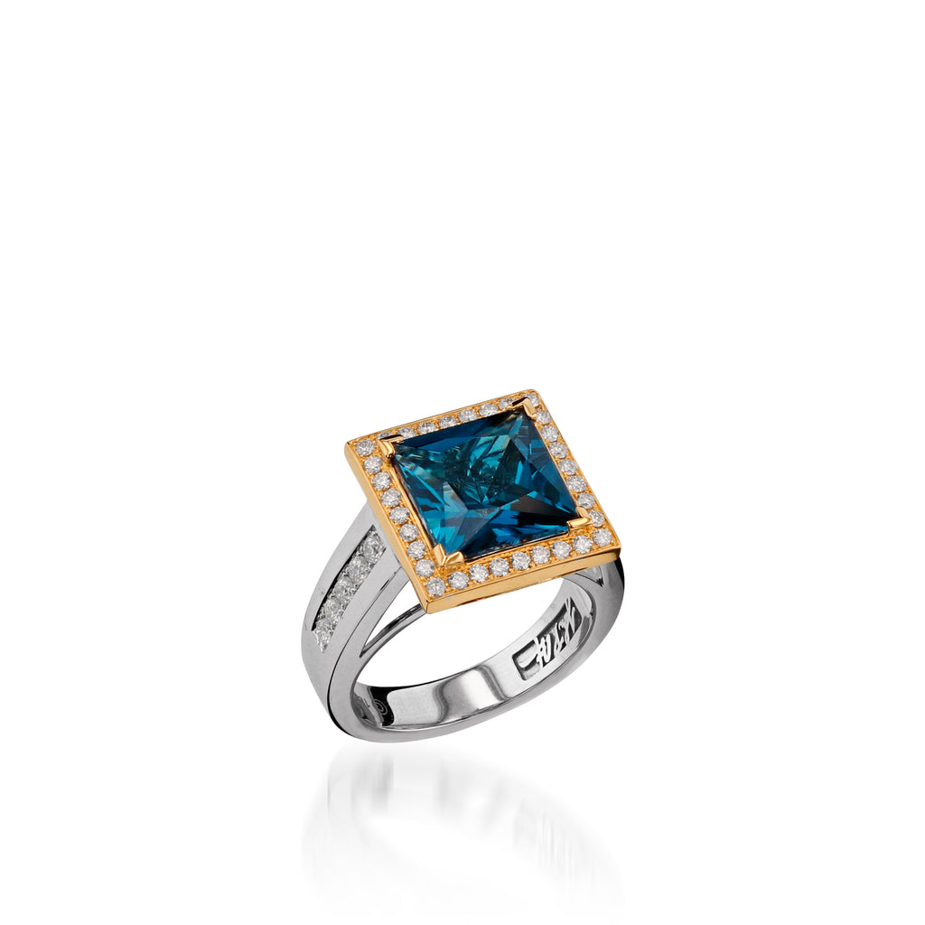 EFFY Collection EFFY® London Blue Topaz (2-1/5 ct. t.w.) & Diamond (1/2 ct.  t.w.) Statement Ring in 14k Rose Gold - Macy's